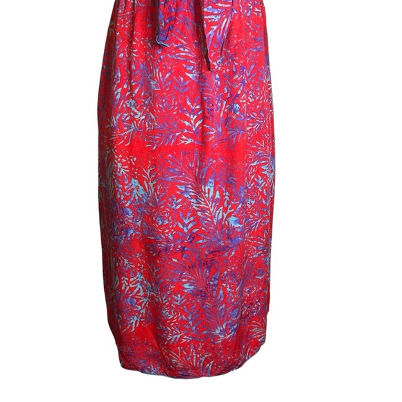 Hula Hula Red Blue Strapless Halter Dress Tie Neck O/S Made in‎ Hawaii Tropical - Picture 7 of 11
